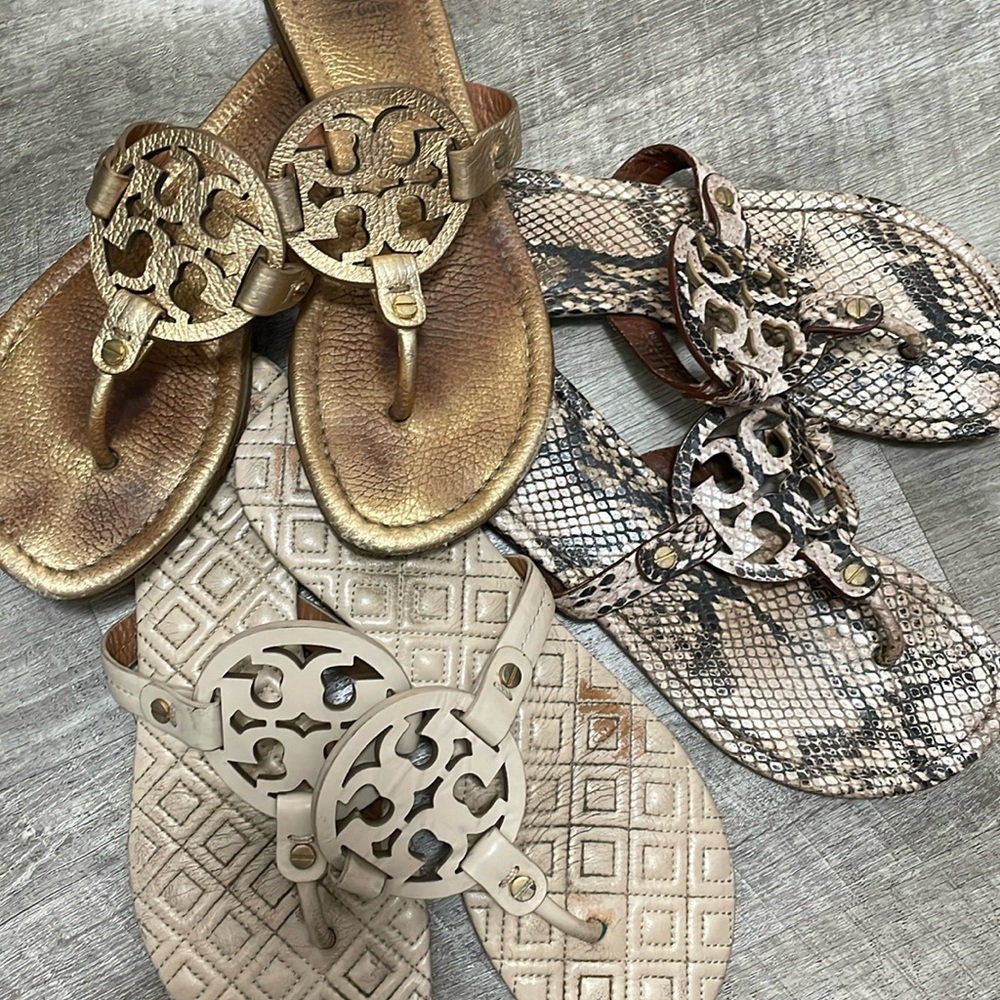 LOT OF THREE PAIRS Tory Burch Miller sandals